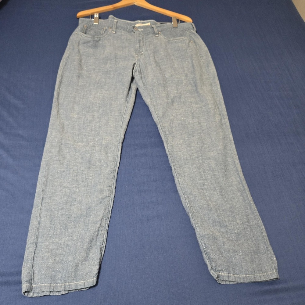 Levi's Boyfriend Jeans Womens 31 Blue Light Wash Relaxed Cotton Linen Denim Crop